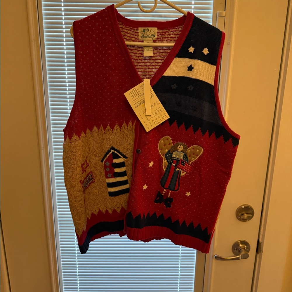 Quacker Factory Red and Blue Festive Vest